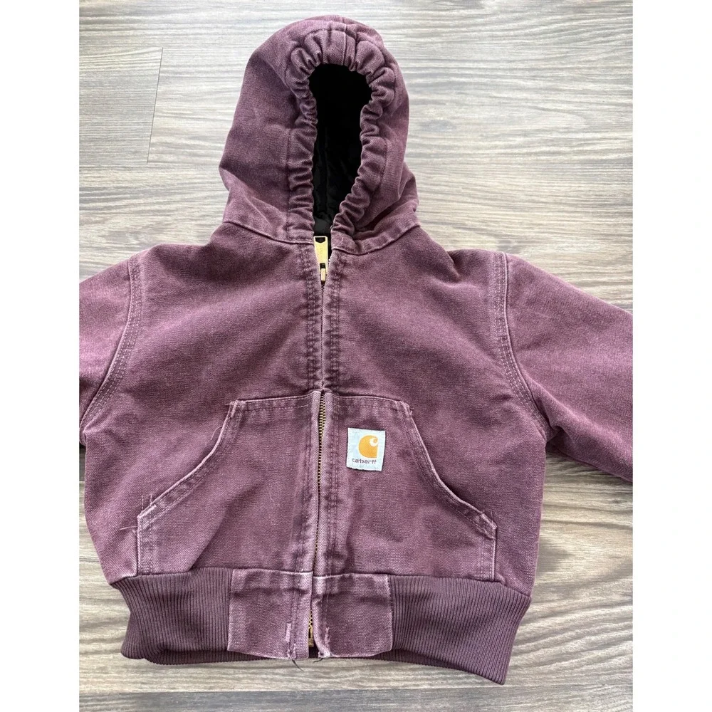 Rare Vintage Carhartt Active Worker Jacket Coat Burgandy Plum 2T 1990s 2000